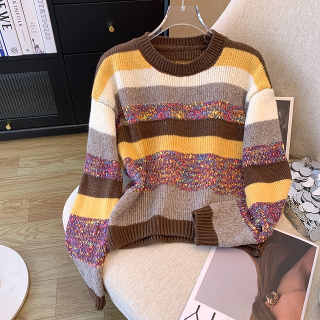 Dragan Pulse-Round Neck Melange Panel Sweater