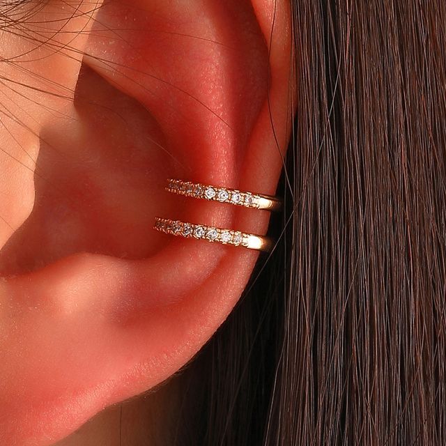 Seirios-Rhinestone Layered Alloy Cuff Earring