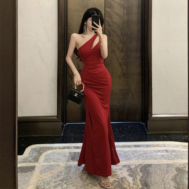 chinese dress ladies Miss Circle Women Saige Black Mermaid Midi Dress with Ivory Bow Bustline