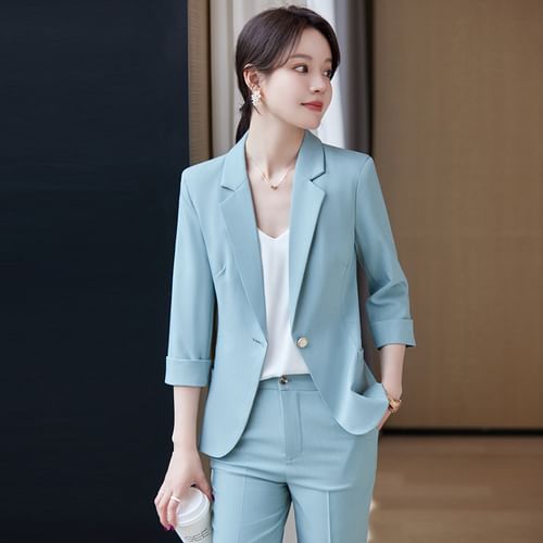 One Button /Two Button Jacket Straight Slacks Pants Set(3色) One Button /Two Button Jacket Straight Slacks Pants Set(3色)