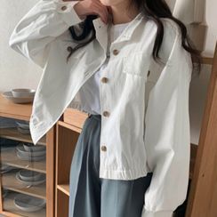 MERONGSHOP - Flap-Pocket Band-Hem Jacket MERONGSHOP - Flap-Pocket Band-Hem Jacket