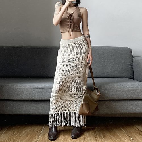 Boho maxi skirt outlet crochet