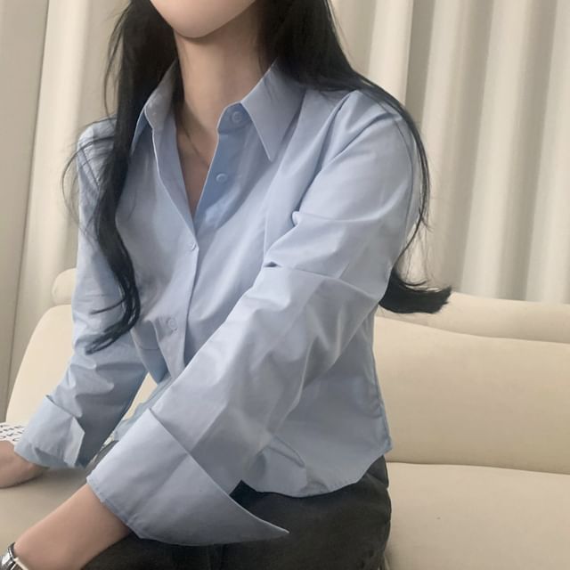 Happo-Long-Sleeve Plain Shirt