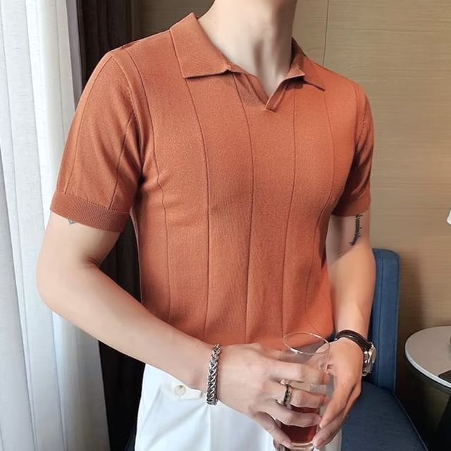 Urtishia-Short-Sleeve Plain Polo Shirt