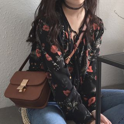 OCTALE - Cropped Long-Sleeve Chiffon Blouse OCTALE - Cropped Long-Sleeve Chiffon Blouse