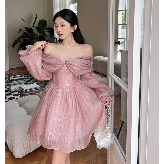 Long-Sleeve Cold Shoulder A-Line Dress Long-Sleeve Cold Shoulder A-Line Dress
