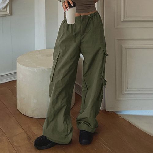 Honet - Low Waist Pocket Loose-Fit Wide-Leg Cargo Pants | YesStyle