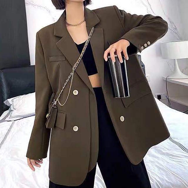 Inchioh-Double-Breasted Blazer