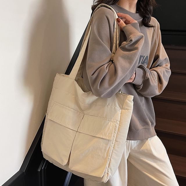 Melois-Textile Plain Tote Bag