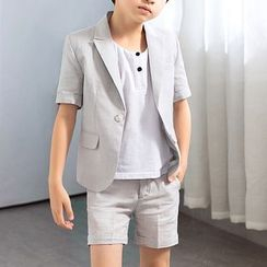 Snow Castle - Kids Set: Short-Sleeve Blazer + Shorts + Crew-Neck Short-Sleeve T-Shirt Snow Castle - Kids Set: Short-Sleeve Blazer + Shorts + Crew-Neck Short-Sleeve T-Shirt