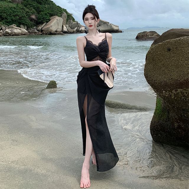 ruched slit maxi dress Ruched Side Slit Maxi Dress Maven West Clothing