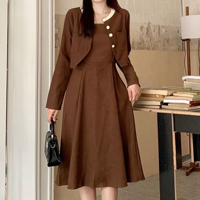 green emerald velvet dress Mother of The Bride Long Formal Jacket Dress main image 1