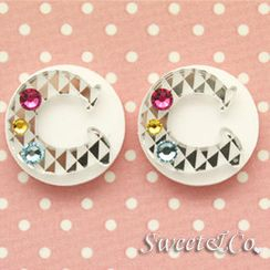 Sweet & Co. - Swarovski 'C' Button Studs Earrings