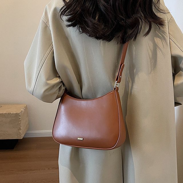 NewTown - Plain Faux Leather Shoulder Bag | YesStyle