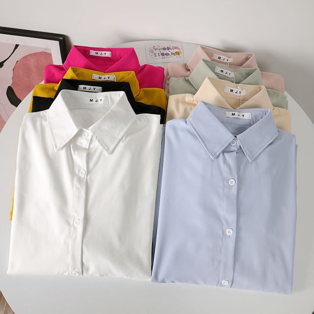 OUREA-Long-Sleeve Plain Shirt