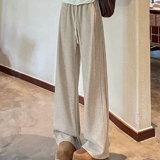 Isaaca-Mid Rise Plain Wide Leg Pants