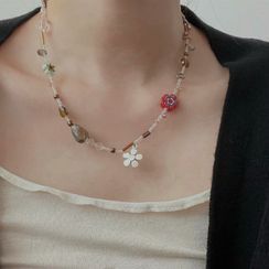 Diplet - Flower Glass Stainless Steel Necklace