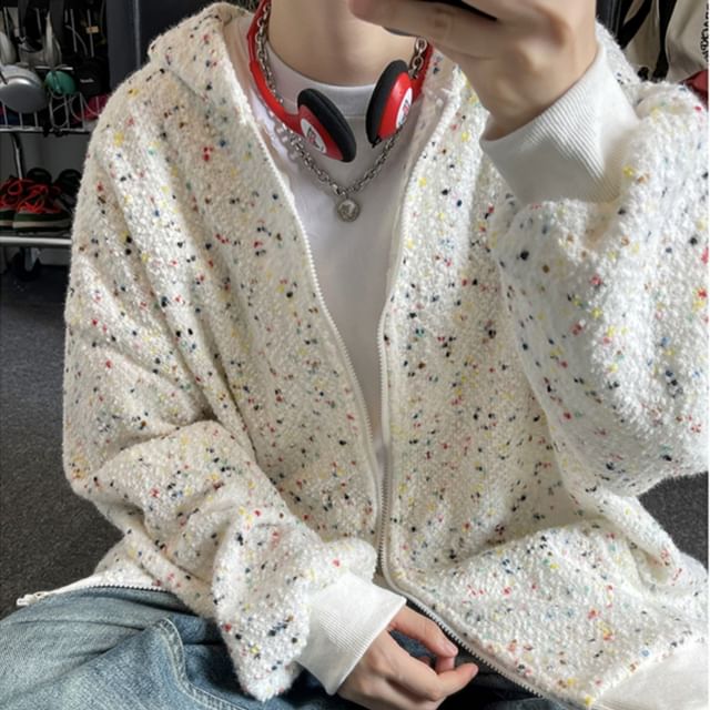 Samso-Tweed Zip-Up Hoodie