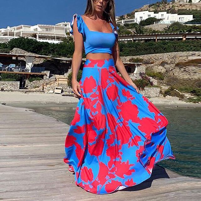 Floral Print Midi Skirt 
