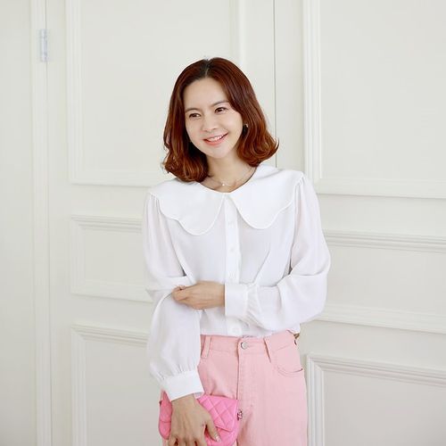 Lemite - Scallop-Edge Puritan-Collar Blouse | YesStyle