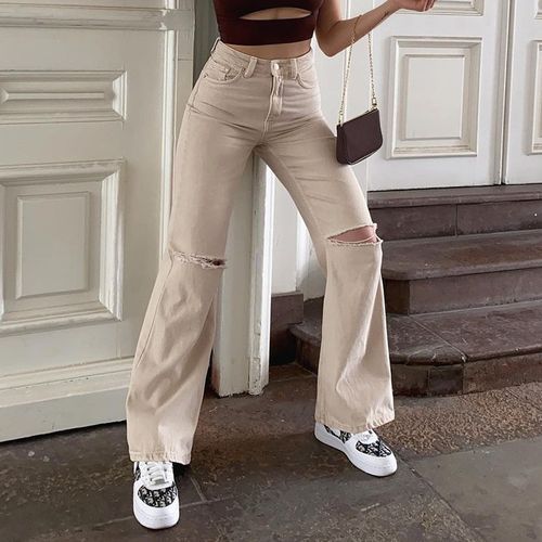 Sosana - High Waist Plain Drawstring Cargo Baggy Pants