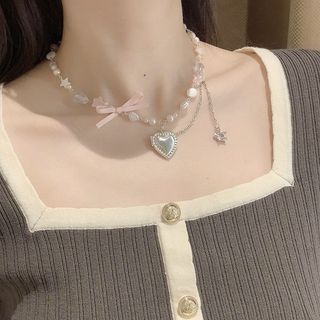 K10 ネックレス PEARL IN THE HEART NECKLACE REFLECTION HEART NECKLACE(2JN1125)K10 ネックレス｜スター
