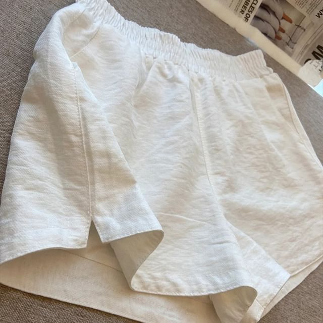 Yako-High Waist Plain Shorts