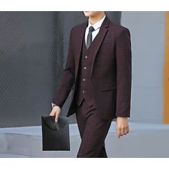 Boham - Set: Plaid Blazer + Waistcoat + Dress Pants Boham - Set: Plaid Blazer + Waistcoat + Dress Pants