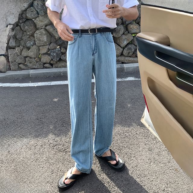 MRCYC-High Waist Washed Wide Leg Jeans