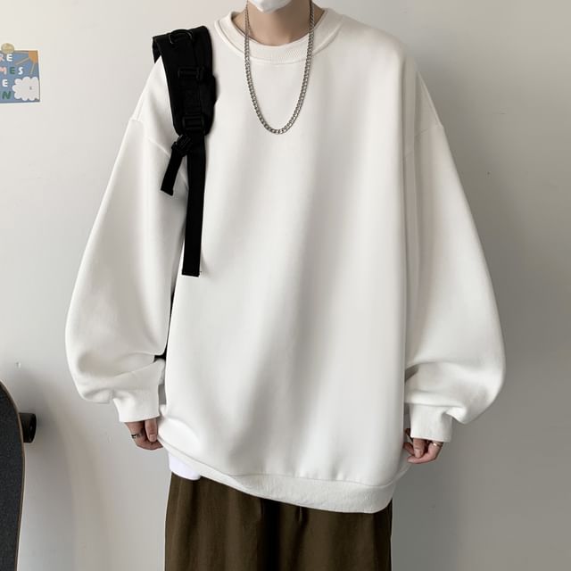 Macho-Drop Shoulder Crew Neck Plain Oversized Sweatshirt