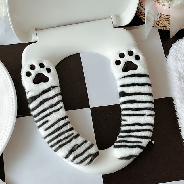 Ifish House Cat Paw Chenille Toilet Seat Cover YesStyle