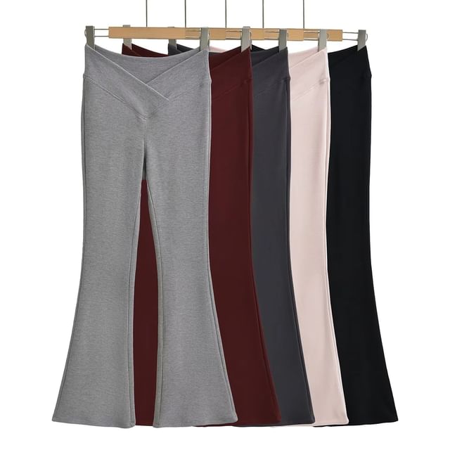 Asiris-High Waist Plain Flared Yoga Pants