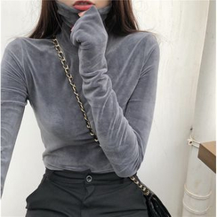 Moon City - Turtleneck Velvet Long-Sleeve Top Moon City - Turtleneck Velvet Long-Sleeve Top