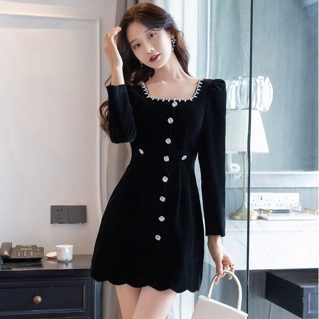 navy blue dress for baby girl Womens Long Sleeve Fall Dresses 2024 Button Up Empire Waist with Belt  A-Line Mini Dress Casual Fall Winter Dress Wine Red S at Amazon Women's  Clothing store main image 0