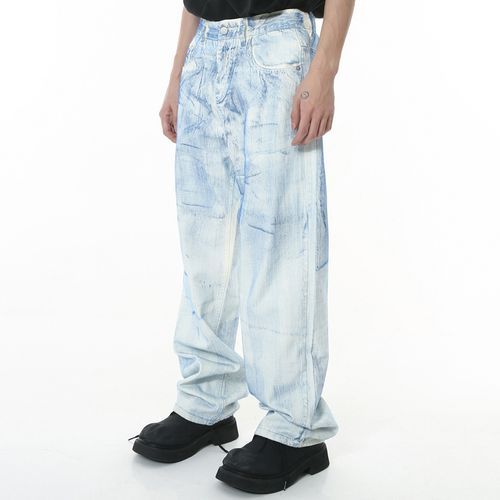 Mid Rise Tie Dye Loose Fit Jeans