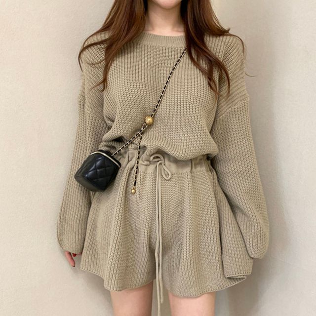 Coris-Long-Sleeve Crew Neck Plain Romper