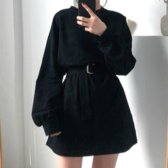 CosmoCorner - Long-Sleeve Mini Dress With Belt CosmoCorner - Long-Sleeve Mini Dress With Belt