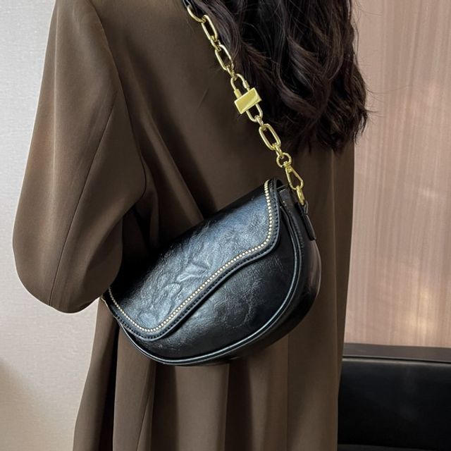 KOCORE Chain Strap Faux Leather Flap Shoulder Bag YesStyle