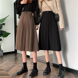 Sisyphi - Pleated Midi A-Line Skirt