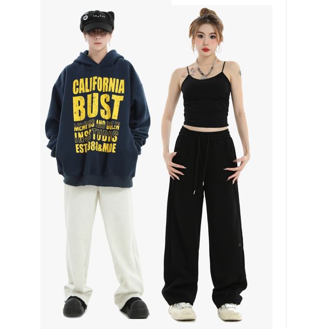 Banash-Mid Rise Plain Wide Leg Pants