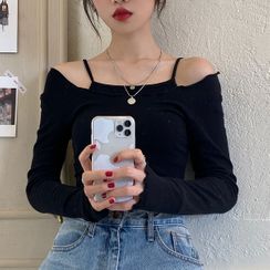 Alfie - Mock Two-Piece Long-Sleeve Off-Shoulder Top Alfie - Mock Two-Piece Long-Sleeve Off-Shoulder Top