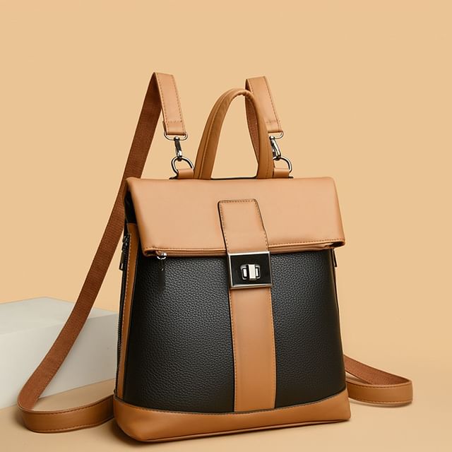 Mayanne-Genuine Leather Flap Backpack