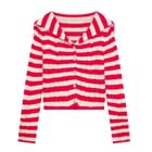 Cumulys - Sailor Collar Striped Cable Knit Cardigan | YesStyle
