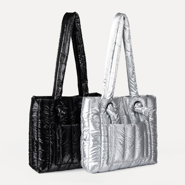 TangTangBags-Plain Ribbed Tote Bag