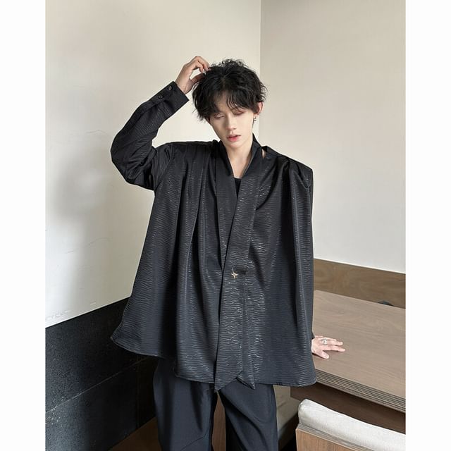 Freehop-V-Neck Padded Shoulder Jacket