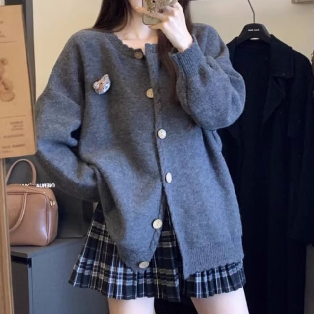 Ukiyo-V-Neck button-Up Plain Cardigan