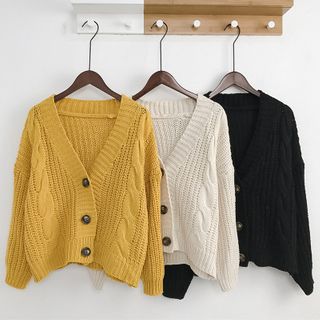 chunky knit v neck cardigan