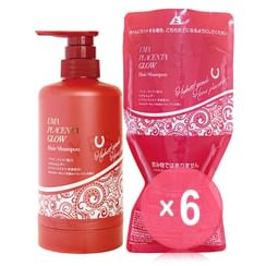 Dr.pro labo Japan - Uma Placenta Glow Shampoo Red Refill & Eco Bottle Set (x6) (Bulk Box)