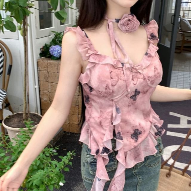 トップス eaphi TULLE ASYMMETRY FRILL CAMISOLE TULLE ASYMMETRY FRILL CAMISOLE