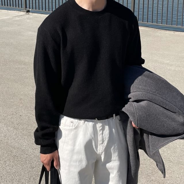 Okwano-Crew Neck Plain Sweater